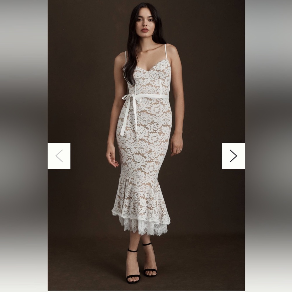 NWT Anthropologie V. Chapman Naomi Stretch Lace Corset Flounce-Hem Midi Dress 4